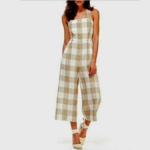 Gal Meets Glam Gingham Linen Jumpsuit Size 6
